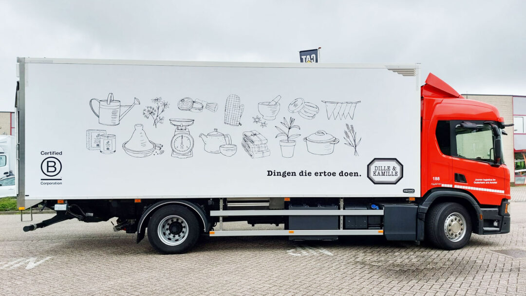 Bezorgwagen reclame Dille & Kamille